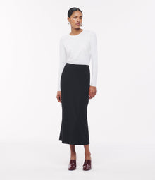 Another Tomorrow Long Sleeve Fitted Tee in White – Cotton Women's Top