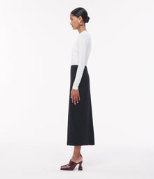 Another Tomorrow Long Sleeve Fitted Tee in White – Cotton Women's Top