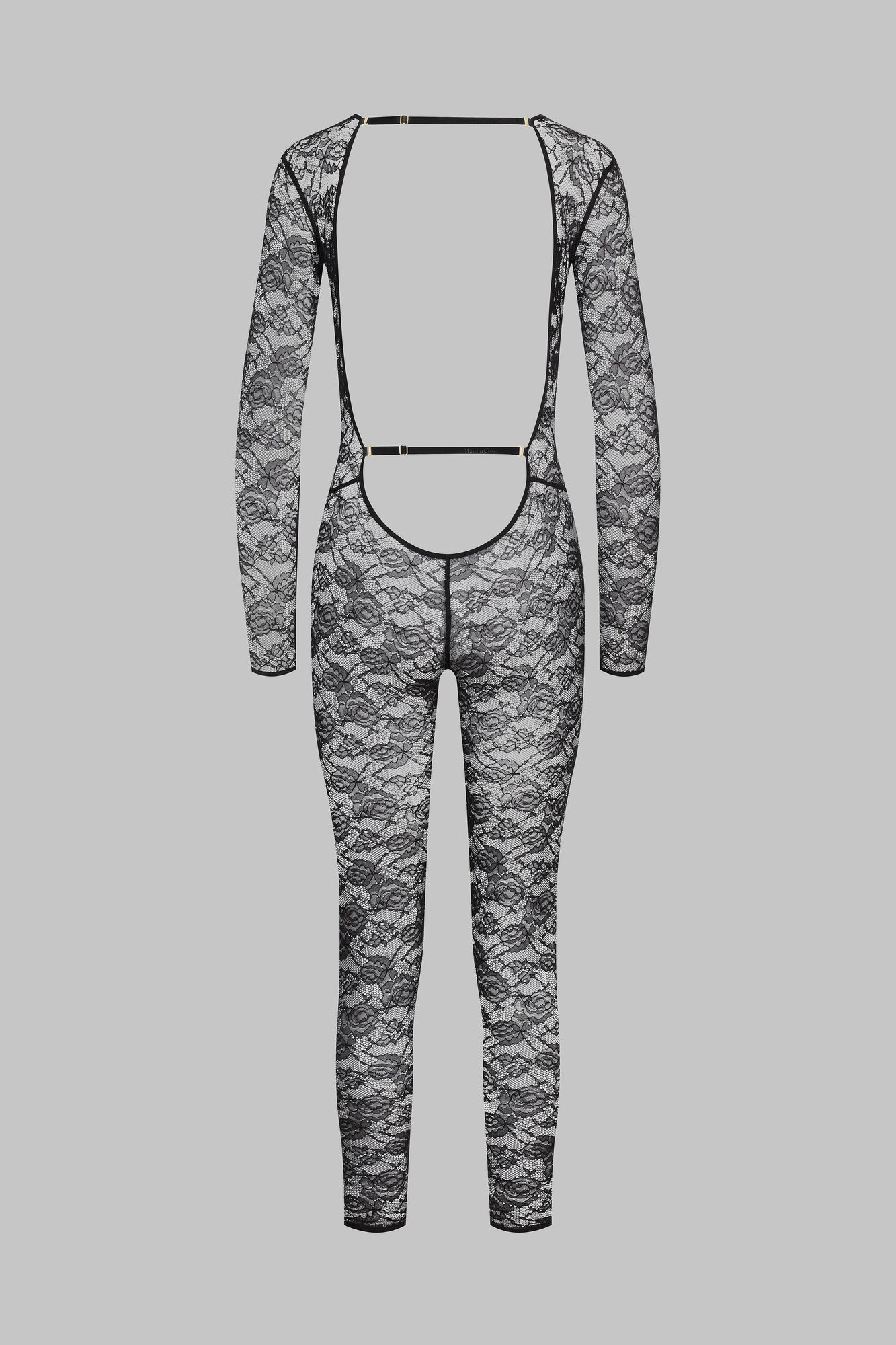Long sleeve V-neck jumpsuit - Flashback | Black