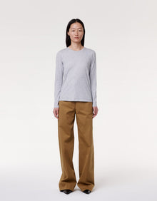 Another Tomorrow Long Sleeve T-Shirt in Heather Grey – Cotton Women's Top