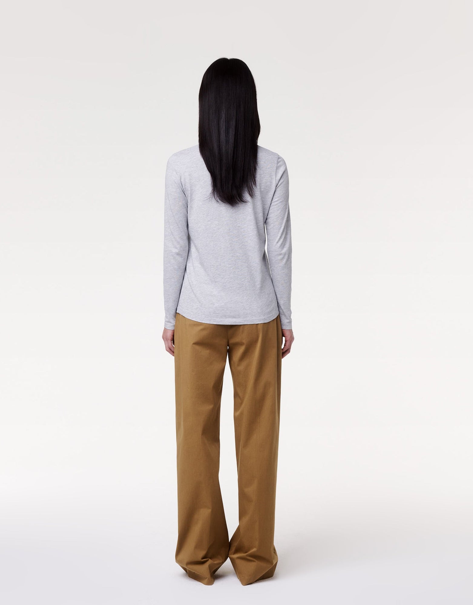 Another Tomorrow Long Sleeve T-Shirt in Heather Grey – Cotton Women's Top