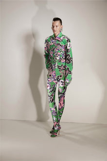 Butterfly Printed Denim Jacket | Green Multi