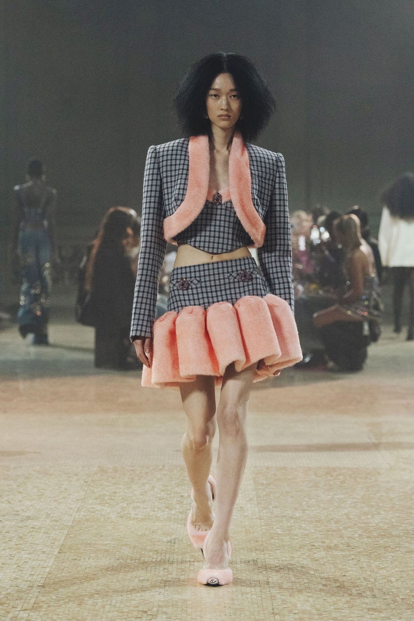 Faux Fur Trim Bustier | Lilac Multi