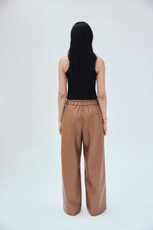 Vegan Leather Relaxed Drawstring Pant | Mushroom