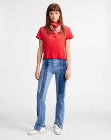 Womens | 60s Patched Skinny Boot | Indigo