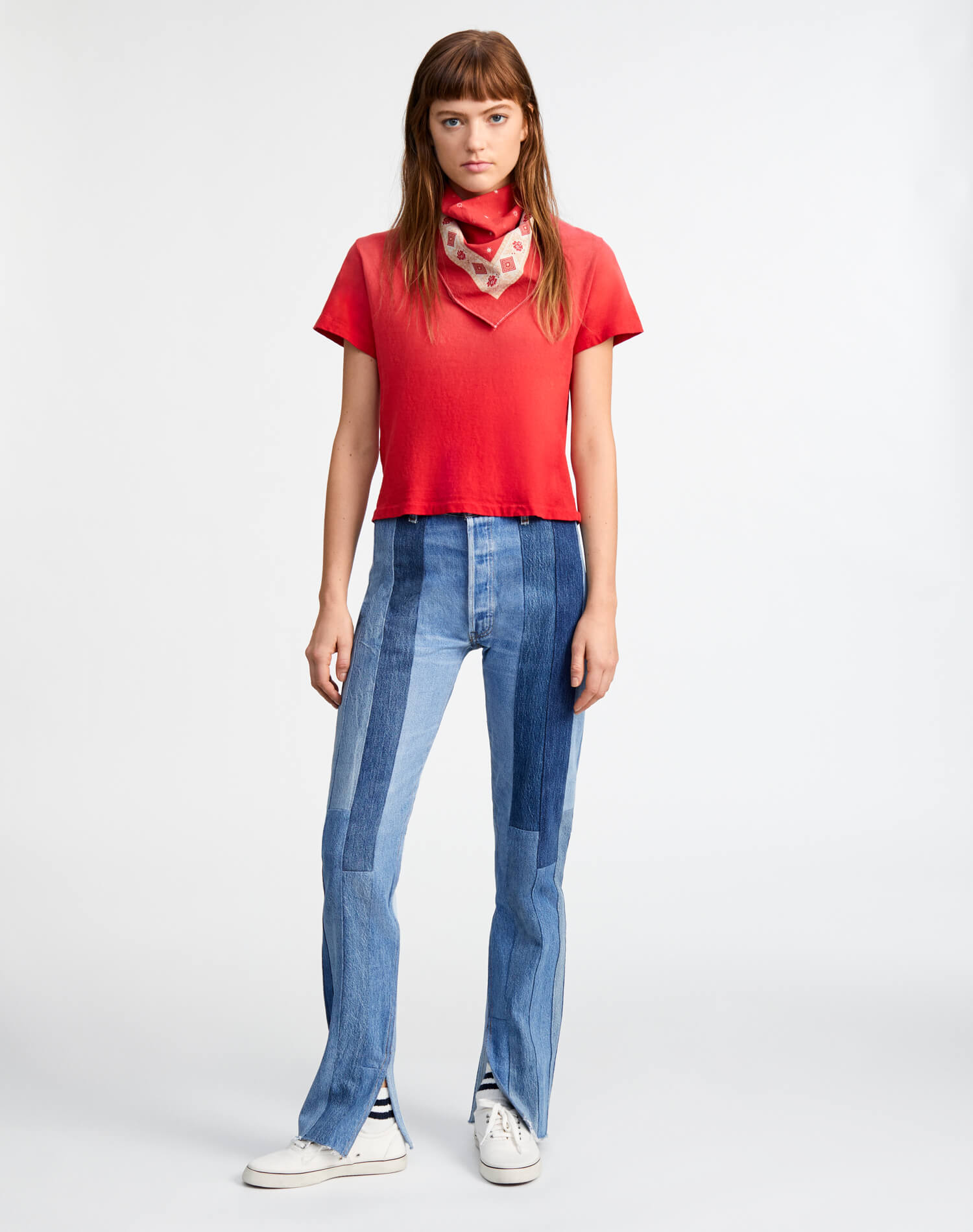 Womens | 60s Patched Skinny Boot | Indigo