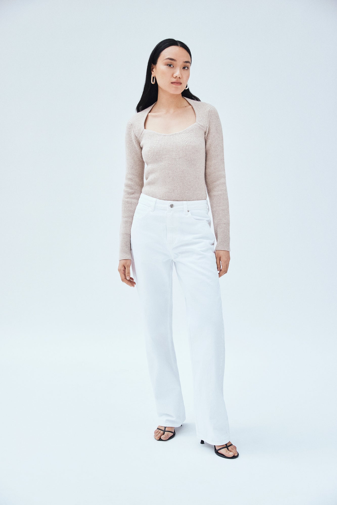 Wool Cashmere Sweetheart Sweater | Oatmeal Heather