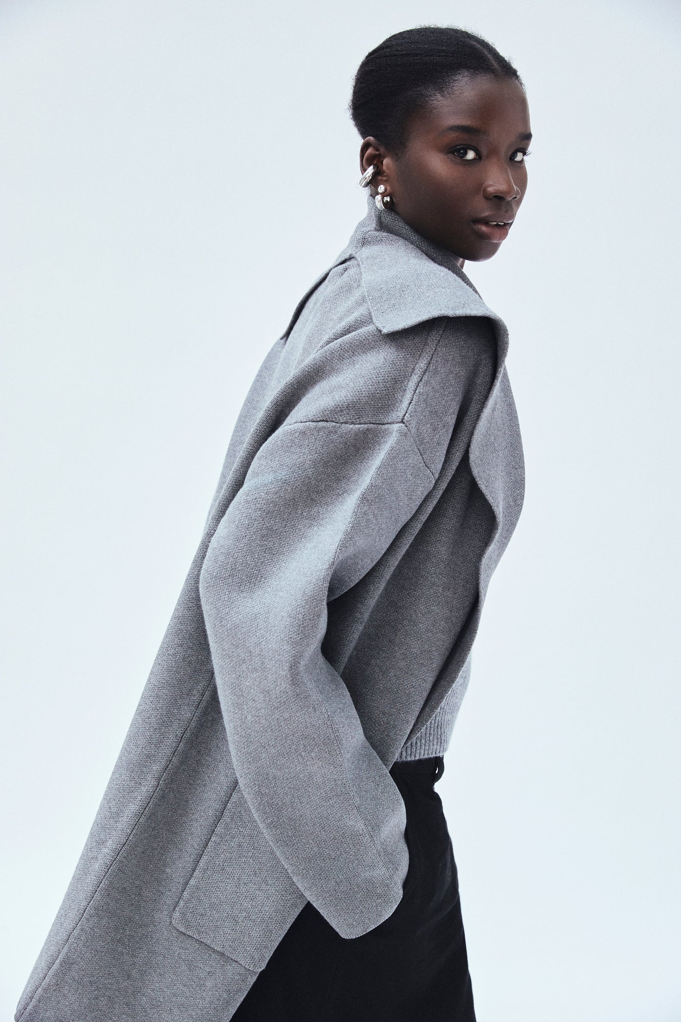 Shawl Collar Sweater Coat | Heather Grey