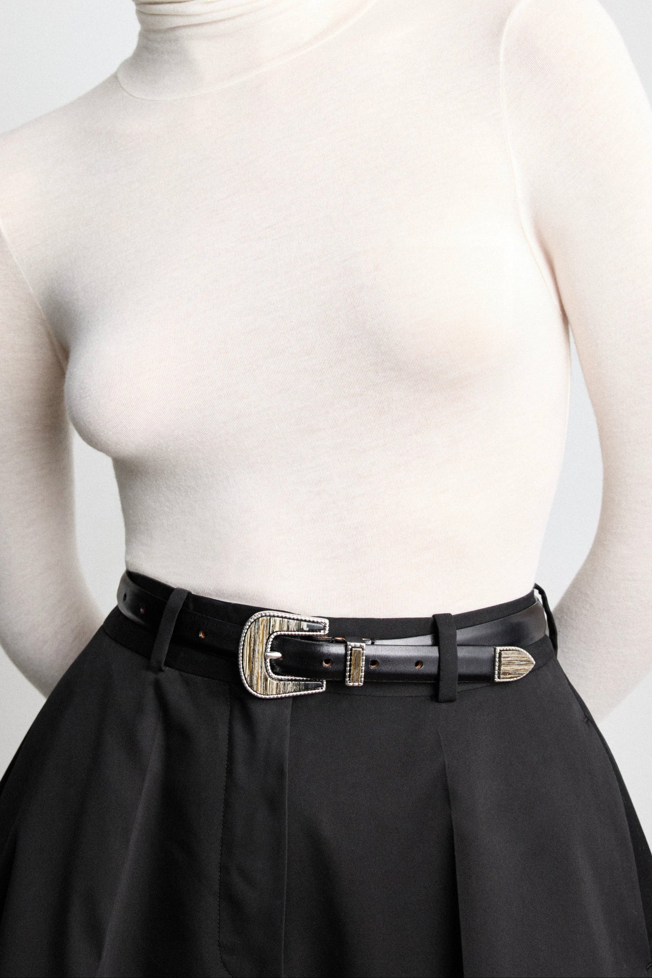 Travertine Belt | Black With Black Onyx Inlay