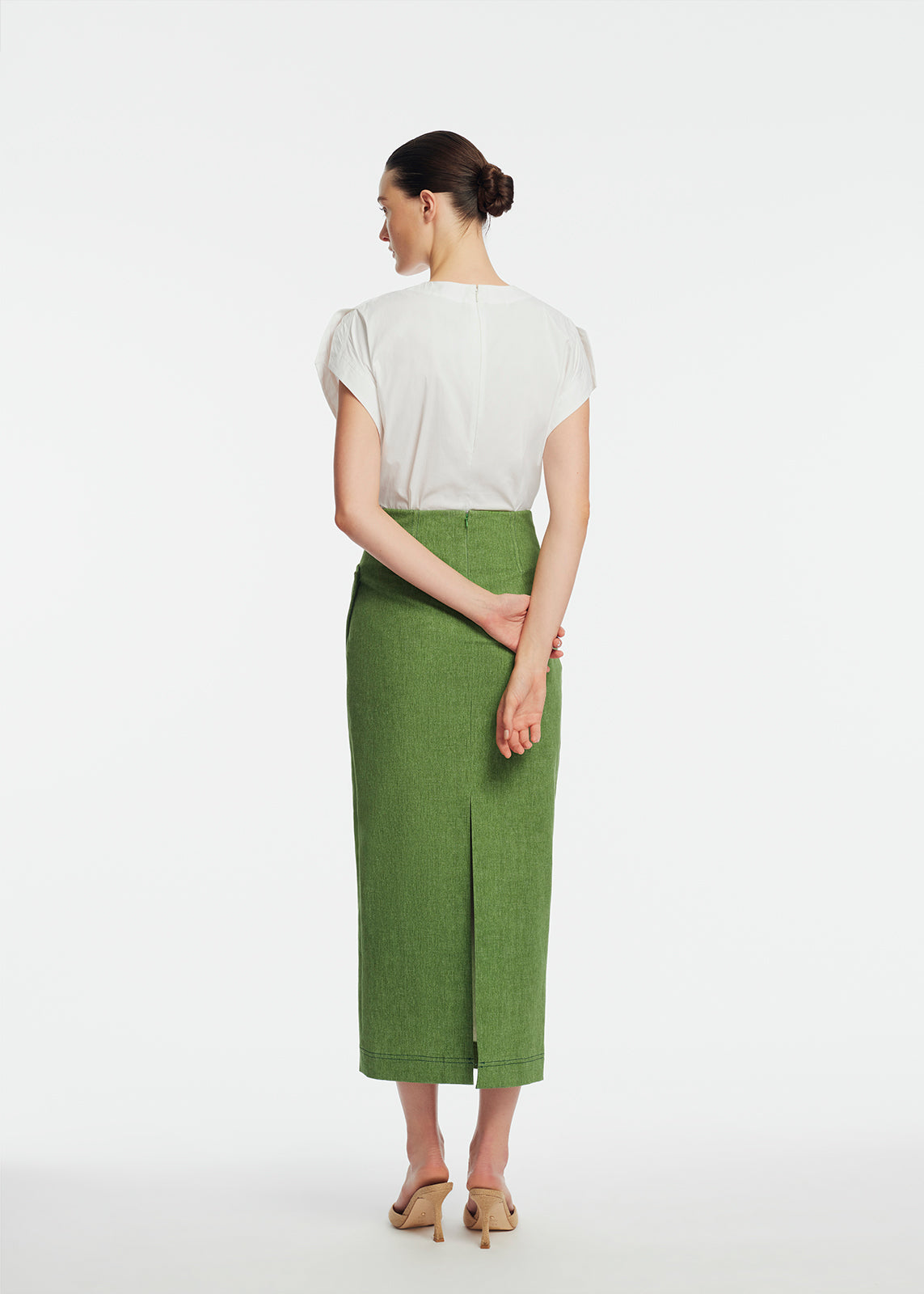 Stretch Denim Ruffle Skirt | Cactus