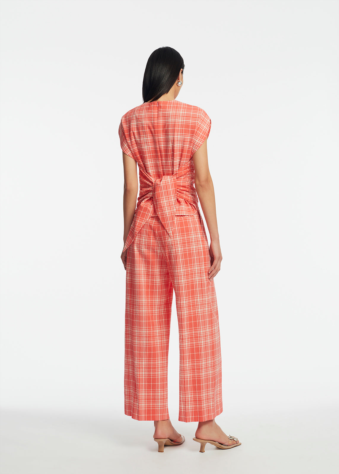 Plaid Seersucker Cropped Pant | Watermelon
