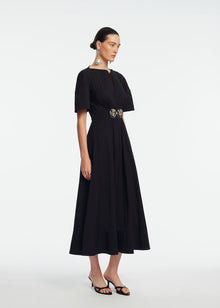 Cotton Poplin Buckle Shirtdress | Black