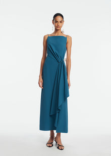 Fluid Crepe Pin Detail Draped Dress | Mallard