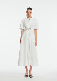 Cotton Poplin Buckle Shirtdress | White
