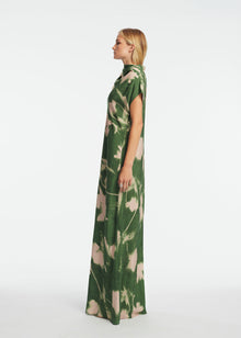 Abstract Floral Crepe Draped Gown | Cactus