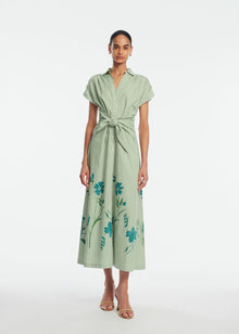 Floral Striped Cotton Tie Waist Dress | Mallard Multi