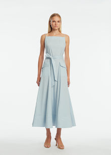 Striped Cotton Poplin Belted Dress | Oxford
