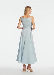 Striped Cotton Poplin Belted Dress | Oxford