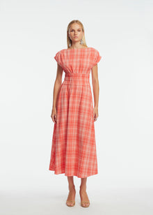 Plaid Seersucker Midi Dress | Watermelon