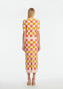 Box Jacquard Knit Pencil Skirt | Watermelon Multi
