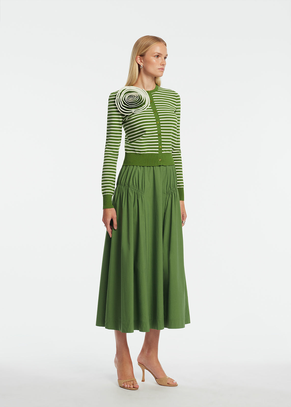 Tech Poplin Shirred Skirt | Cactus