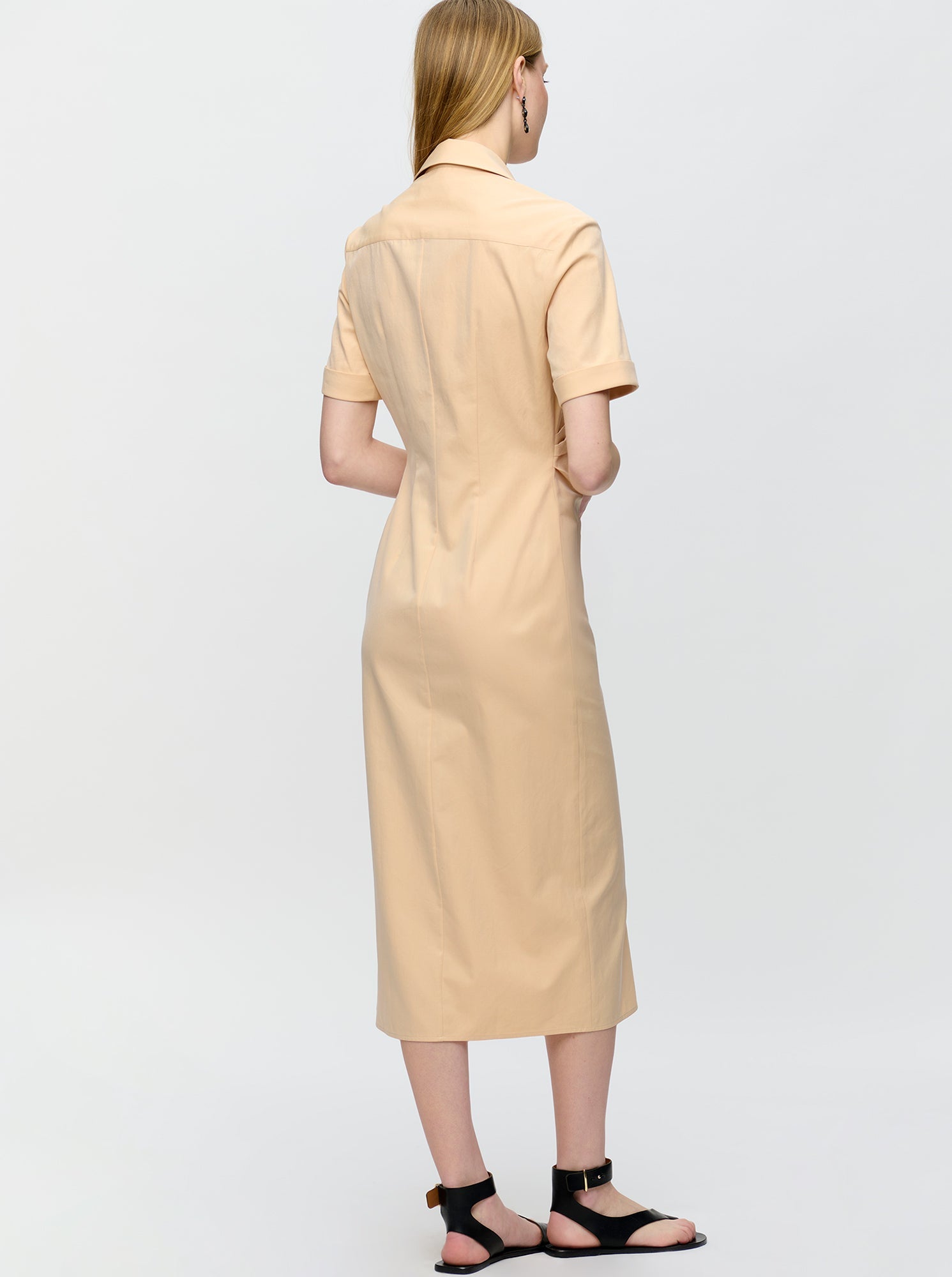 apricot shirt dress Patchwork Shirt Mini Dress