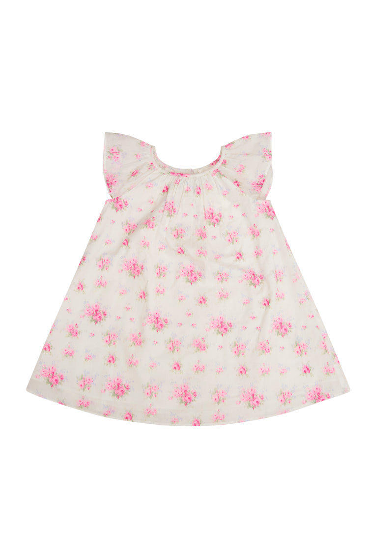 Girls Lou Cotton Floral Dress | Thulian Pink