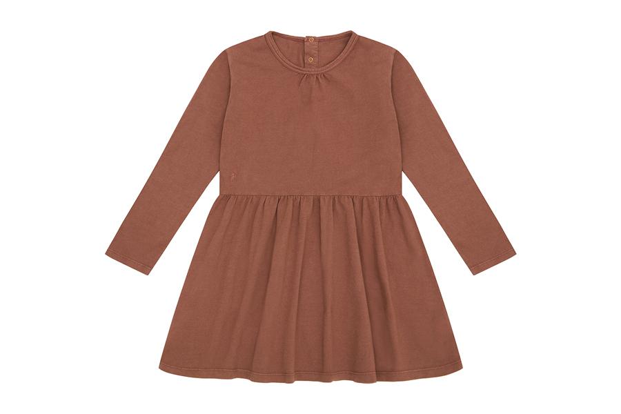 Girls | Long Sleeve Organic Cotton Dress | Clay Pink - Beetroot Plant Dye
