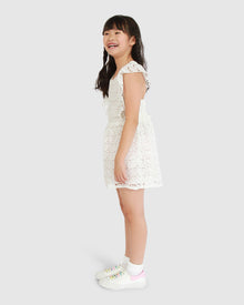 Kids | Love Story Crossover Back Lace Dress | White