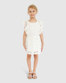Kids | Love Story Crossover Back Lace Dress | White