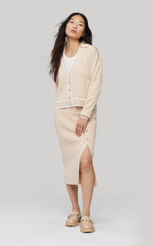 Lucie Sustainable Hip-Length Knit | Sand-Ivory