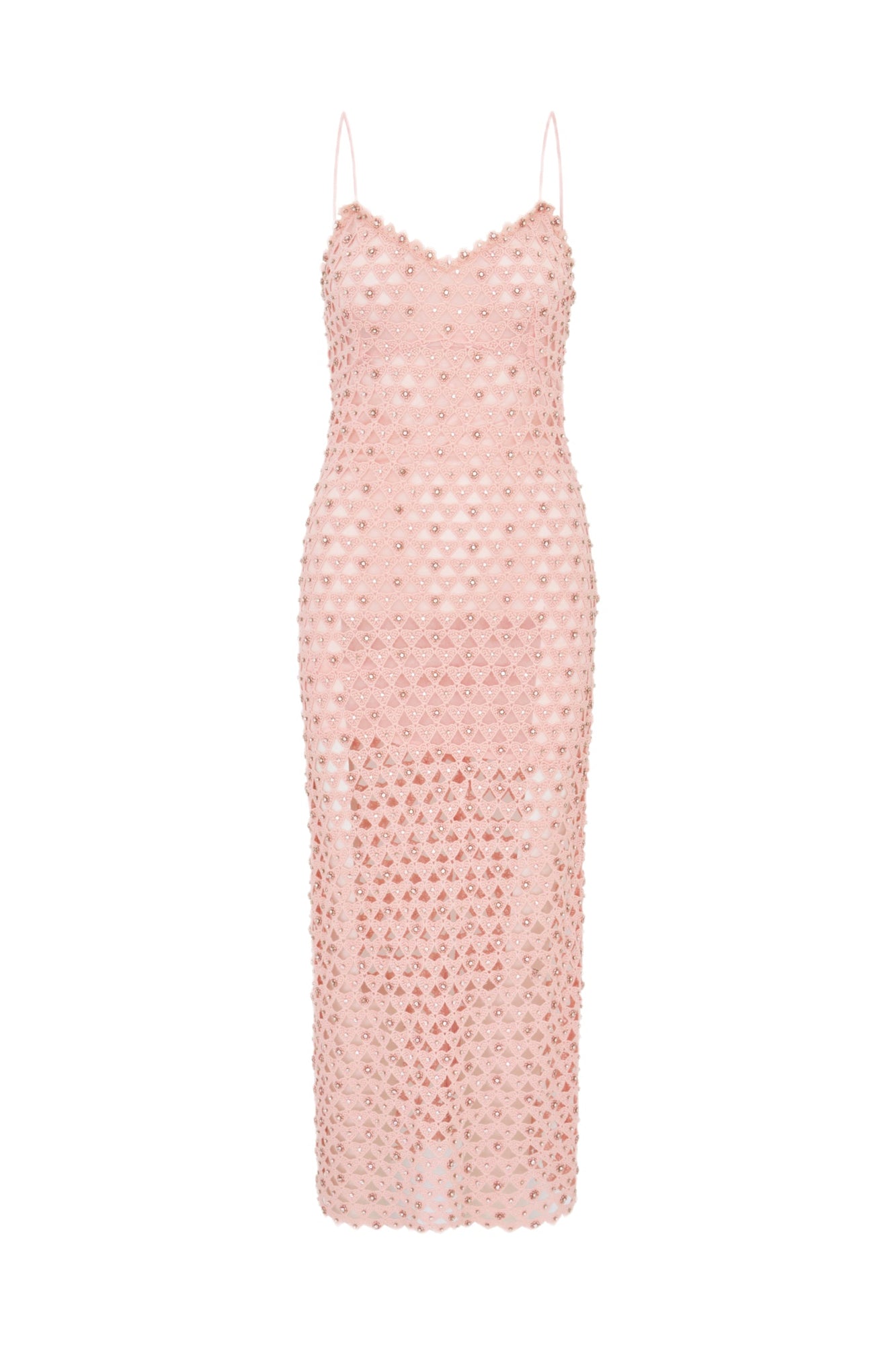 Lunaria Rhinestone Cotton Lace Maxi Dress | Cherished Pink