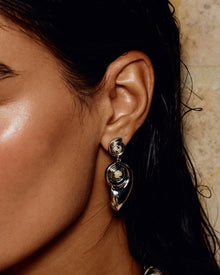 The Palma Shell Statement Earrings | Dalmatian Jasper | Silver