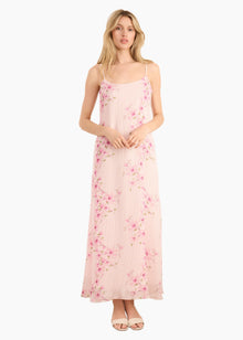 Luz Metallic Chiffon Maxi Dress | Aurora Blossom