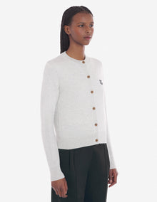 Womens | Bold Fox Head Patch Regular Cardigan | Light Grey Melange