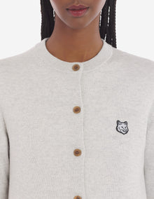 Womens | Bold Fox Head Patch Regular Cardigan | Light Grey Melange