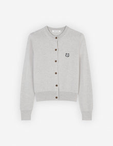 Womens | Bold Fox Head Patch Regular Cardigan | Light Grey Melange