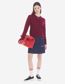 Womens | Bold Fox Head Patch Regular Cardigan | Grape