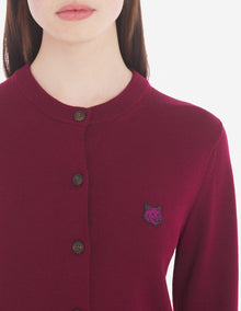 Womens | Bold Fox Head Patch Regular Cardigan | Grape