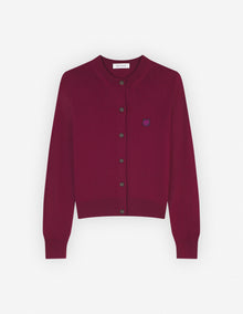 Womens | Bold Fox Head Patch Regular Cardigan | Grape
