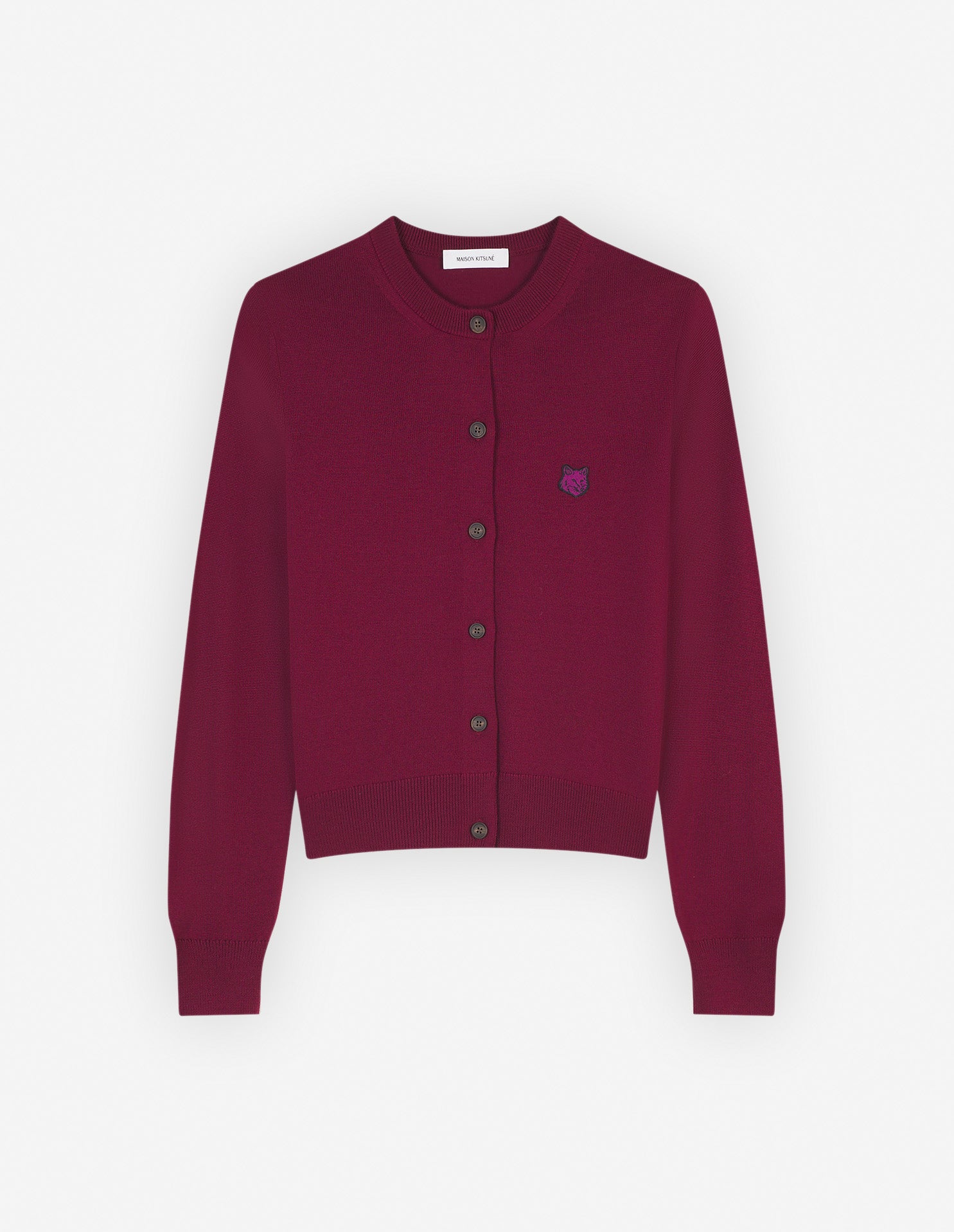 Womens | Bold Fox Head Patch Regular Cardigan | Grape