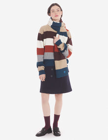 Womens | Bold Fox Head Patch Comfort Ribbed Wool-Blend Jumper | White Stripes
