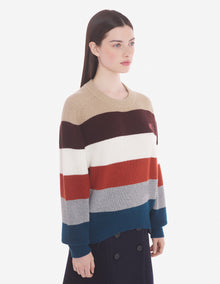 Womens | Bold Fox Head Patch Comfort Ribbed Wool-Blend Jumper | White Stripes