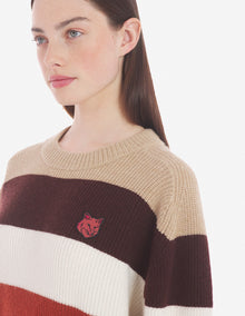 Womens | Bold Fox Head Patch Comfort Ribbed Wool-Blend Jumper | White Stripes