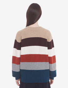 Womens | Bold Fox Head Patch Comfort Ribbed Wool-Blend Jumper | White Stripes
