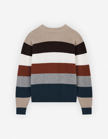 Womens | Bold Fox Head Patch Comfort Ribbed Wool-Blend Jumper | White Stripes