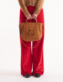 Womens | Fox Head Woven Logo Canvas Tote Bag - Small | Fawn Brown