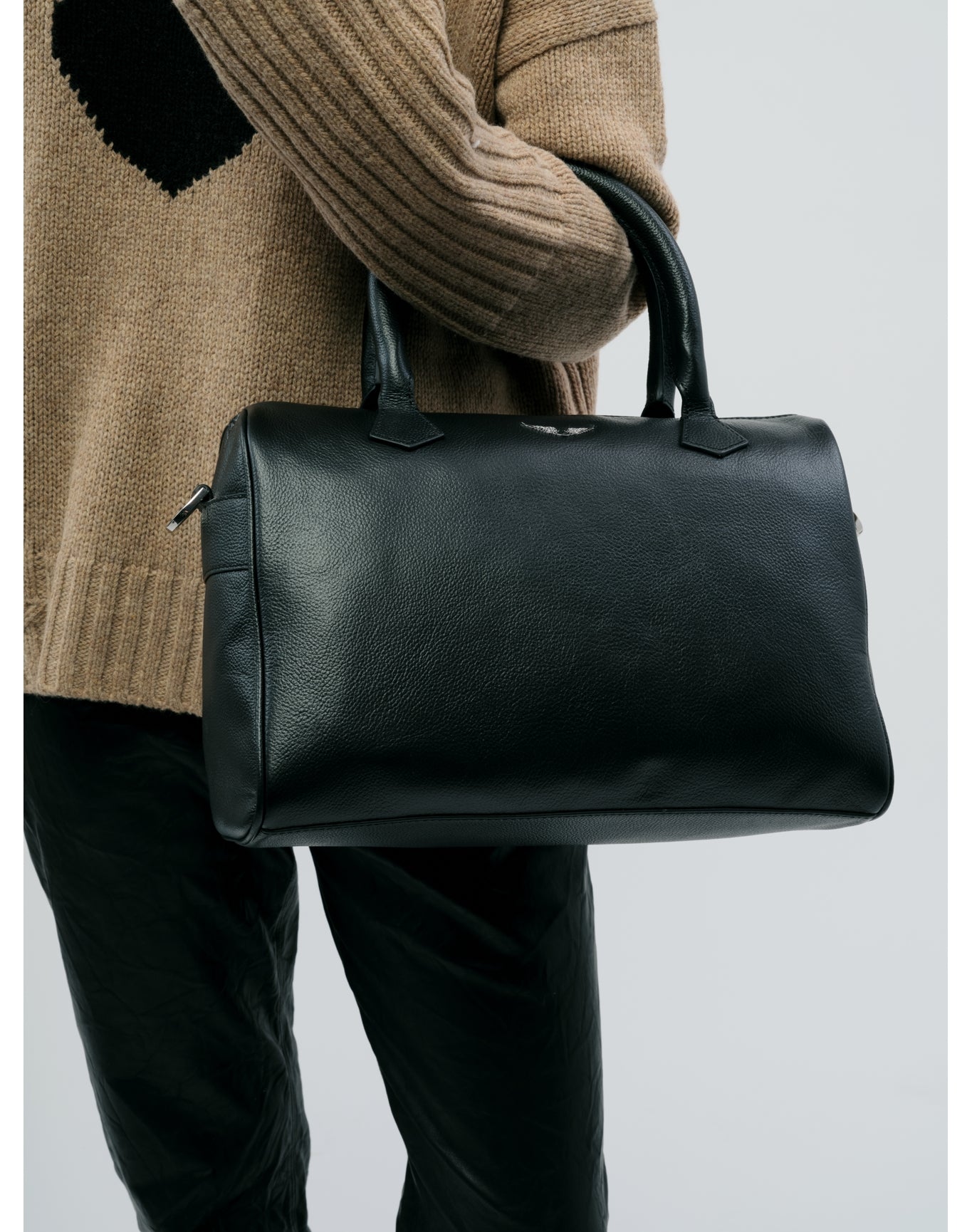 Women | Sunny Medium Wings Grained Leather | Black