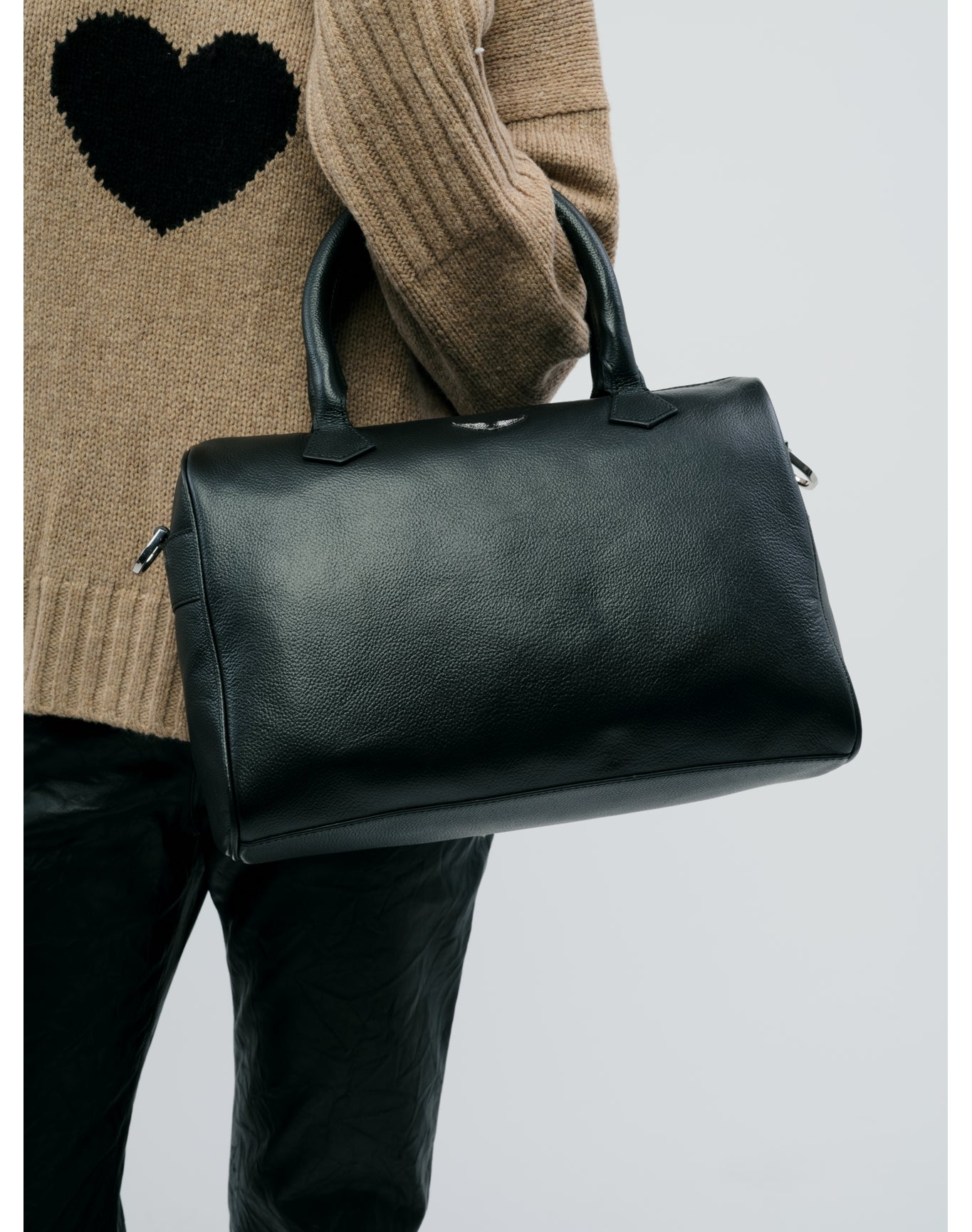 Women | Sunny Medium Wings Grained Leather | Black