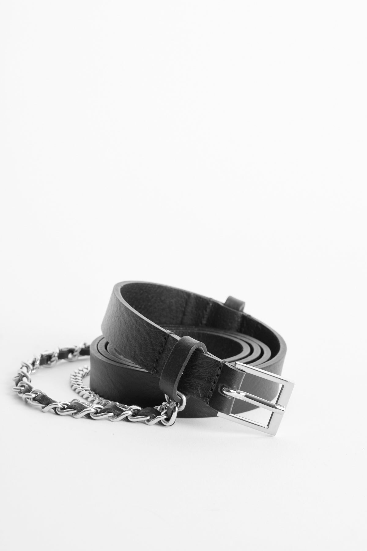Zadig et Voltaire | Rock Chain Belt Leather Belt | Black/Silver